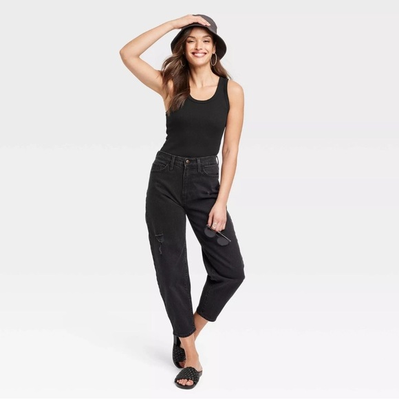 Women’s Slim Fit Scoop Neck Tank Top Black Universal Thread - Picture 2 of 8